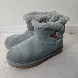 UGG Women's Size 7 Mini Bailey Flex Boot Light Blue Suede Leather Shearling